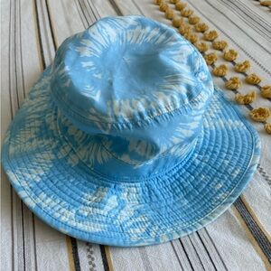 Blue and White Tropical Print Bucket Hat